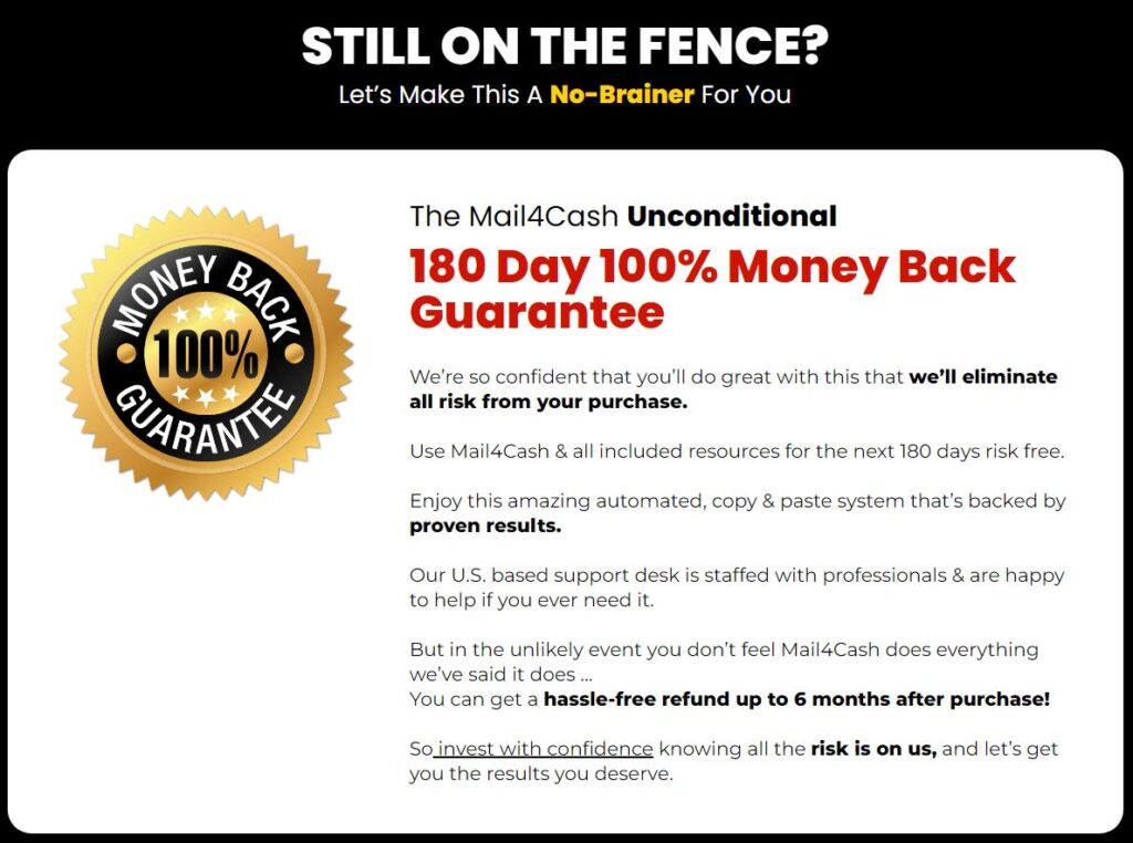 MAIL4CASH Review Money Back Guarantee